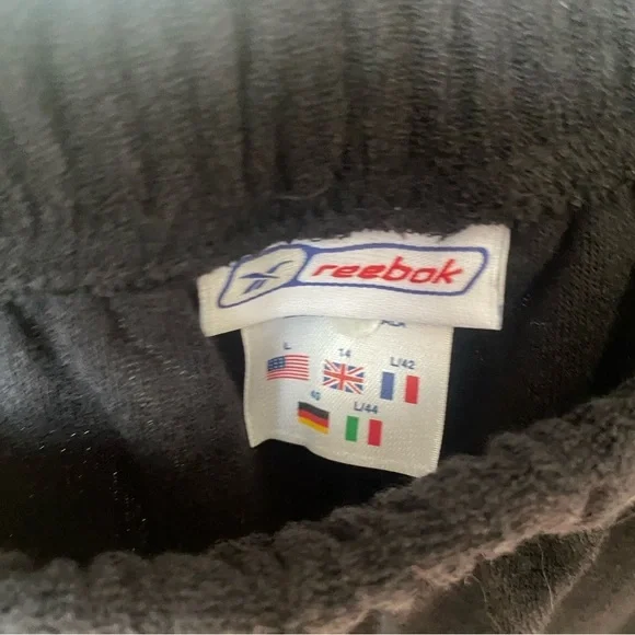 NWT VTG Reebok Black Drawstring Terry Cotton Blend Women's Shorts Size Large - Picture 5 of 9